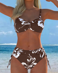 Bikini Deux Pièces À Col Haut Avec Motif Imprimé