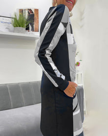 Robe à manches longues zippée avec poches bloc de couleur