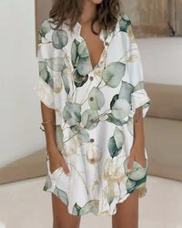 Robe boutonnée à manches longues et poche