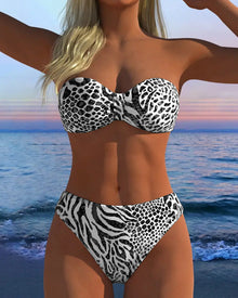Maillot De Bain Sexy Imprimé Léopard Deux-Pièces
