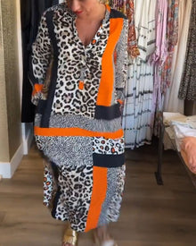 Robe imprimé géométrique léopard