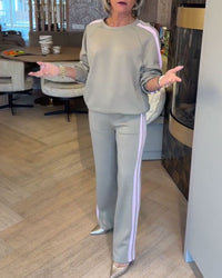 Ensemble Avec Sweat-Shirt Décontracté Et Ample À Rayures