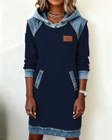 Robe À Capuche Avec Empiècements Contrastés