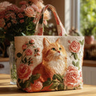 Sac artisanal chat rouge et roses – Idée cadeau