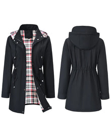 Trench Long Imperméable À Capuche Pour Femme