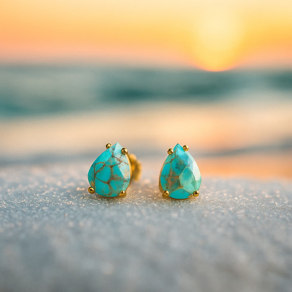 Boucles d'oreilles en pierre turquoise Larmes de la Méditerranée