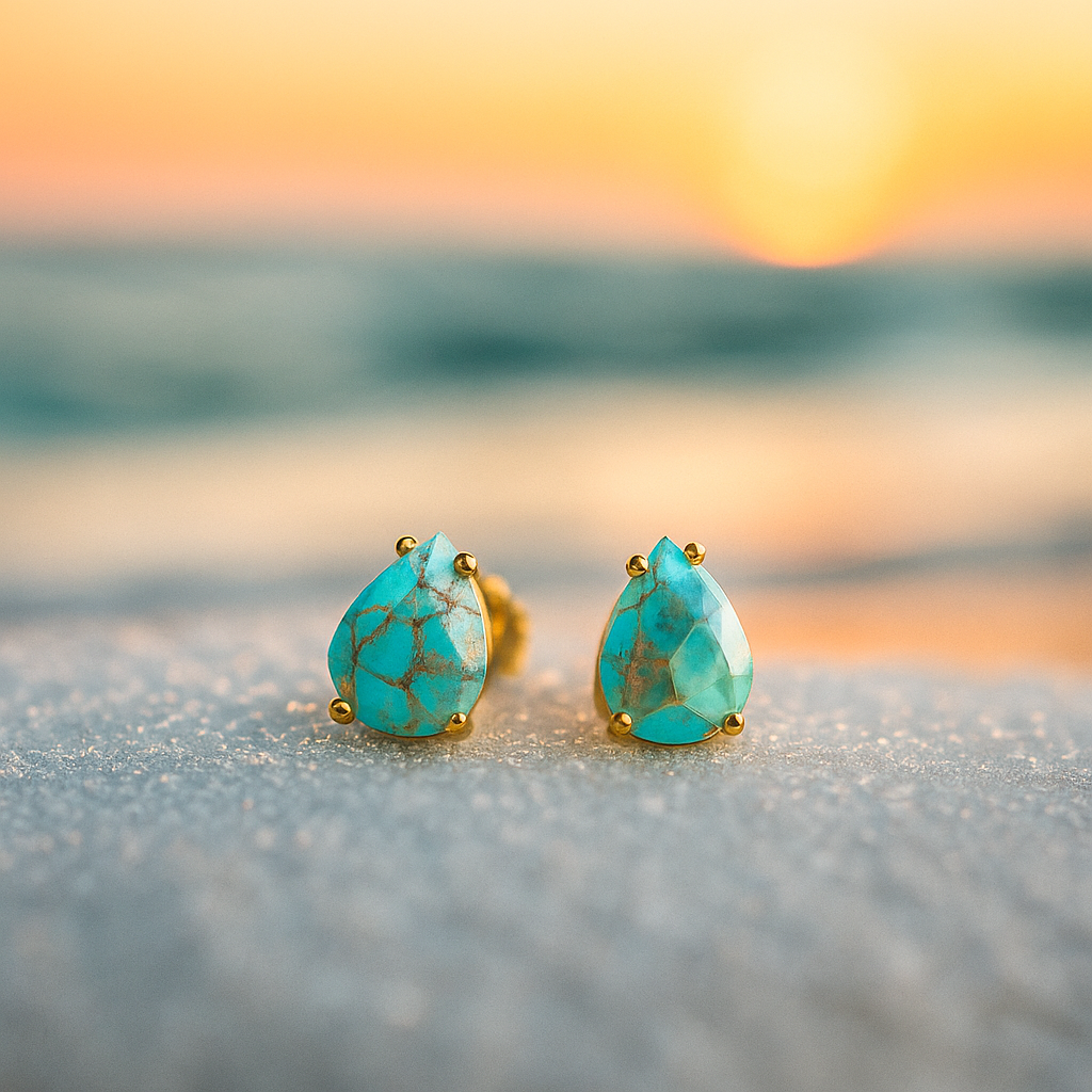 Boucles d'oreilles en pierre turquoise Larmes de la Méditerranée