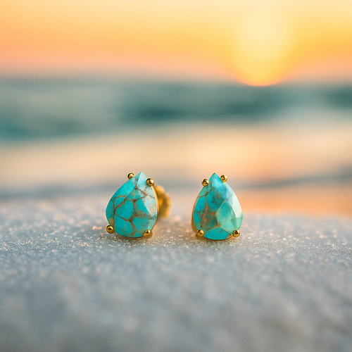 Boucles d'oreilles en pierre turquoise Larmes de la Méditerranée