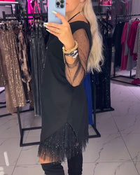Robe Col Rond Mesh Transparent Couture