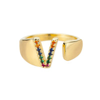 Bague en Or avec Lettre Personnalisée (Ajustable)