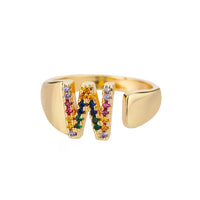 Bague en Or avec Lettre Personnalisée (Ajustable)