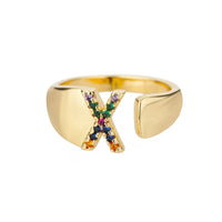 Bague en Or avec Lettre Personnalisée (Ajustable)