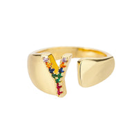 Bague en Or avec Lettre Personnalisée (Ajustable)