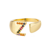 Bague en Or avec Lettre Personnalisée (Ajustable)