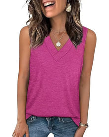 Débardeur T-Shirt Femme Sans Manches Col V Amincissant Coupe Décontractée