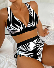 Bikini Deux Pièces Imprimé Taille Haute