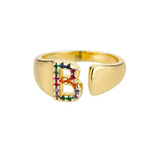 Bague en Or avec Lettre Personnalisée (Ajustable)