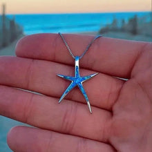 Collier étoile de mer en opale bleue et argentée