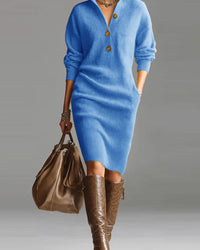 Robe pull décontractée de couleur unie pour l'automne et l'hiver