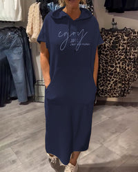 Robe À Capuche Décontractée Cordon
