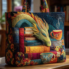 Sac à main femme dragon, livres et tasses – Spacieux et Original