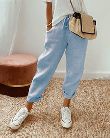 Pantalon Pur Coton Couleur Unie