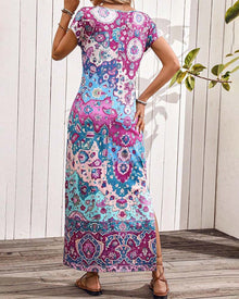 Robe décontractée imprimée colorée avec fentes