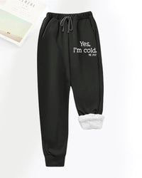 Pantalon décontracté en polaire imprimé lettres