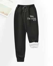Pantalon décontracté en polaire imprimé lettres