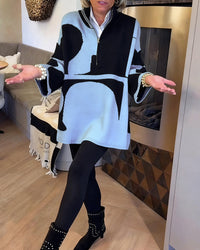 Pull À Demi-Zip Avec Col Montant Tendance