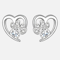 Boucles d'oreilles avec patte et cœur en zircon