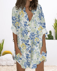 Robe boutonnée à manches longues et poche