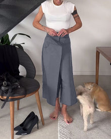 Pantalon décontracté asymétrique de couleur unie simple