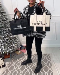 Sac fourre-tout tendance avec coutures bicolores