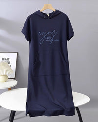 Robe À Capuche Décontractée Cordon