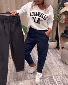 Pantalon décontracté de couleur unie avec poche