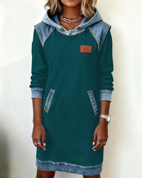 Robe À Capuche Avec Empiècements Contrastés