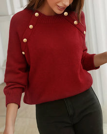 Pull Boutonné À Col Rond