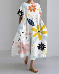 Robe ample imprimée à manches courtes
