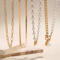Ensemble Collier Perle & Chaîne Serpent Vintage | Or