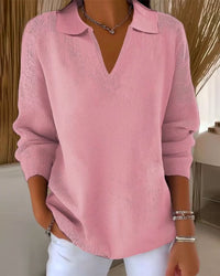 Pull décontracté col en V couleur unie