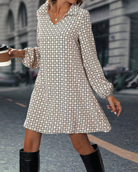 Robe imprimée à manches longues avec revers