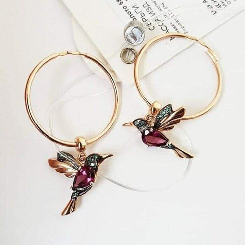 Boucle d'oreille Colibri Doré