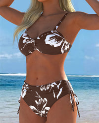 Bikini Deux Pièces À Col Haut Avec Motif Imprimé