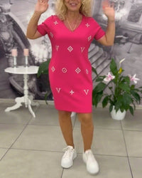 Robe Mode Col En V Manches Courtes
