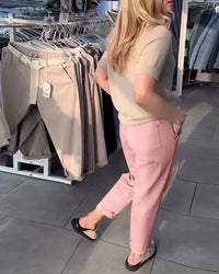 Pantalon Uni Décontracté Droit