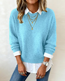 Pull À Col Chemise Avec Design Patchwork