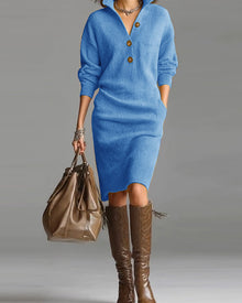 Robe pull décontractée de couleur unie pour l'automne et l'hiver