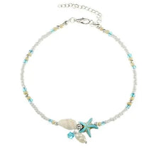 Bracelet de cheville avec étoiles, coquillages et pierres naturelles