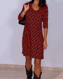 Robe col V imprimé losanges